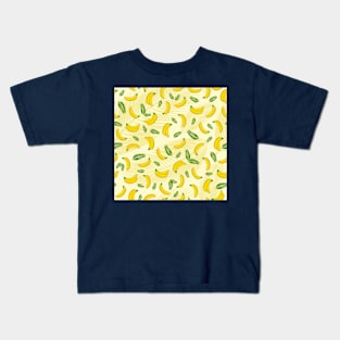 Bananas and tropical leaves pattern Kids T-Shirt